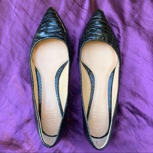 Tory Burch 6.5 Leather Bedford Snakeskin Shoes